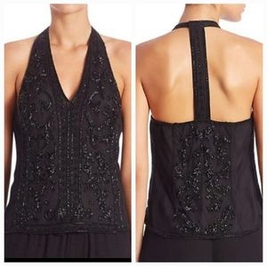 POLO RALPH LAUREN Women's Caviar Beaded T-back Chiffon Tank Shirt Top Sz 6 NWOT